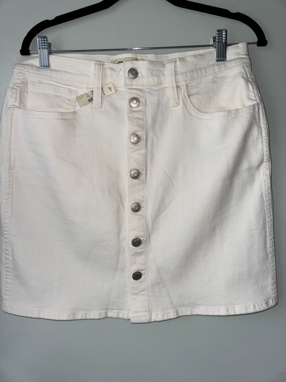 Madewell White Button-Front Denim Mini Skirt NWT